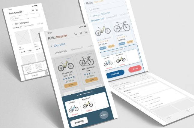 High fidelity v1 designs for Relic Bicycles